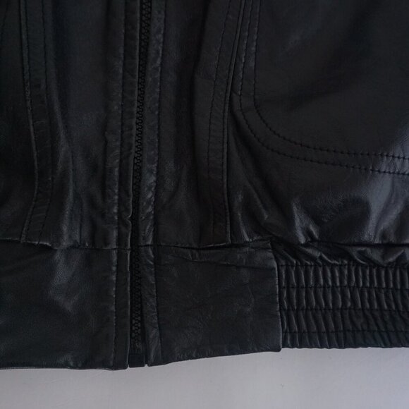 Vintage '80S Sears The Men'S Store Black Zip Up 100% Leather Bomber Jacket L - Picture 8 of 15